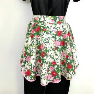 Vintage 60s Handmade Cotton Floral Half Apron Cottagecore